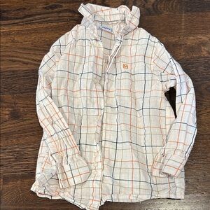 Mayoral White and Orange Plaid Button Down Shirt